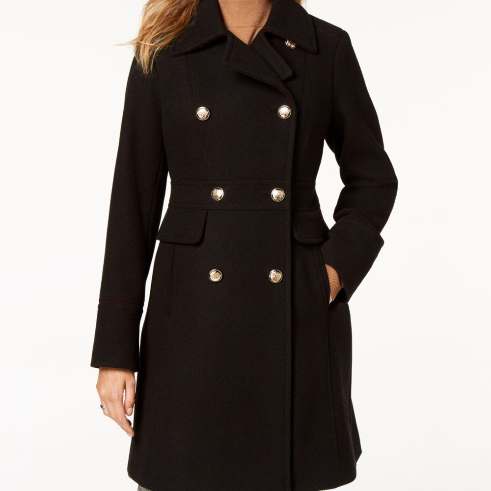 NWT Vince Camuto Wing-Collar Military Coat Small
